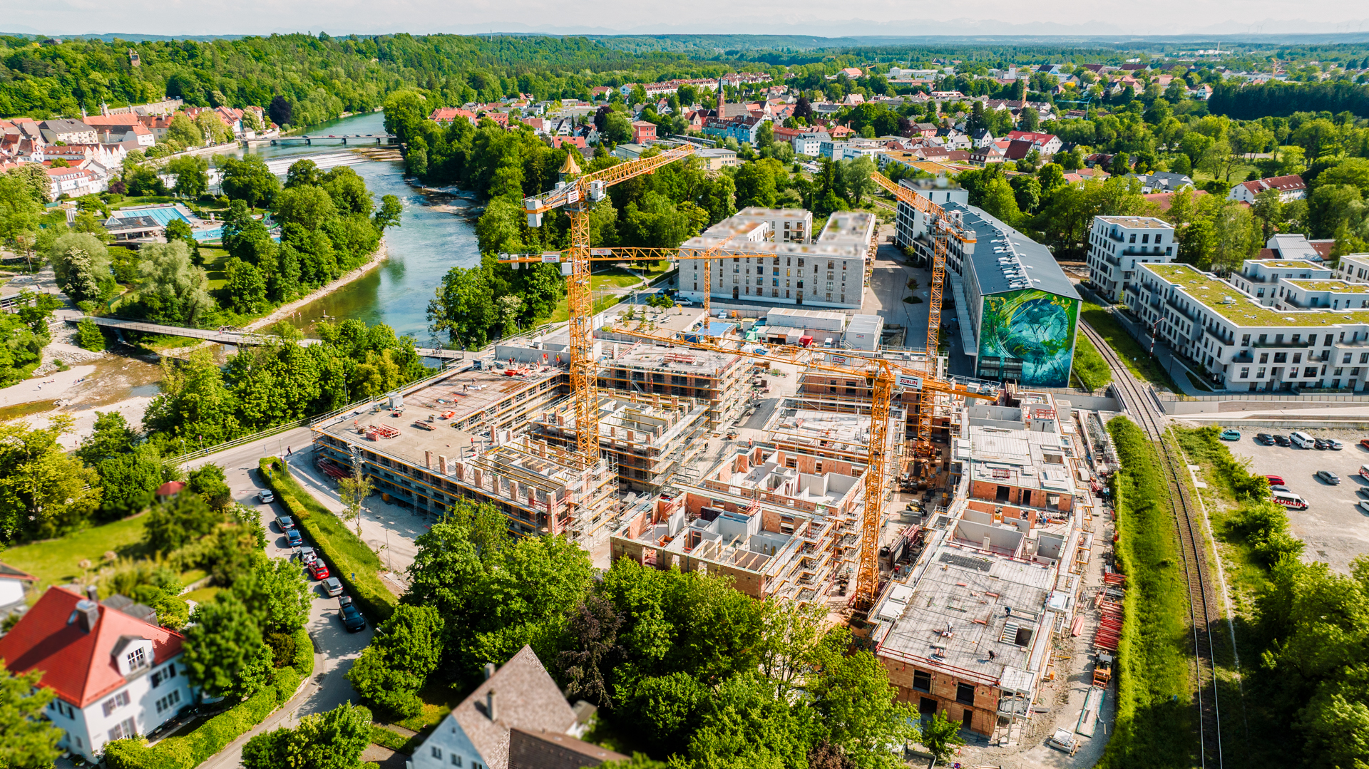 Drohnenfoto des Quartiers Am Papierbach